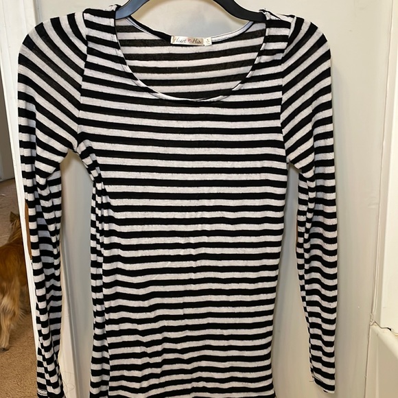 Long sleeve striped top with suede elbow patches - Picture 1 of 2